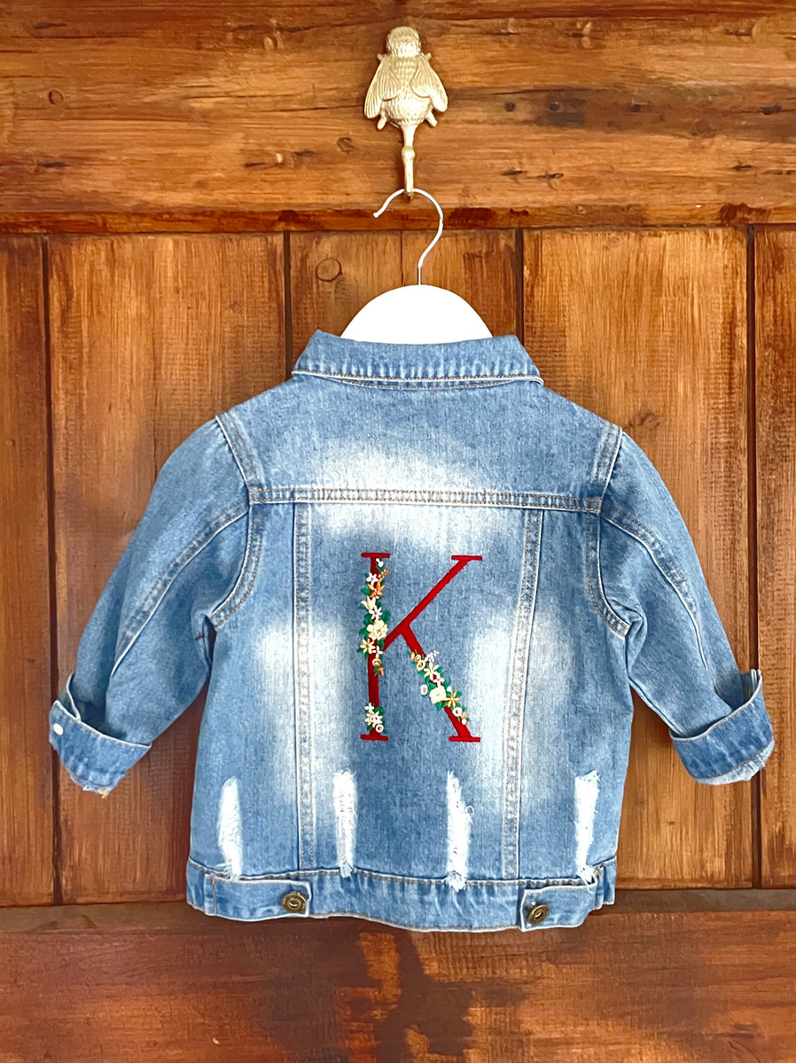 Baby girl best sale denim jacket embroidered