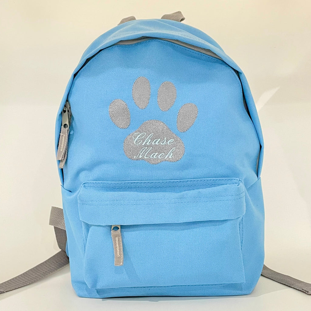 Personalised Embroidered Baby Blue Doggie Backpack
