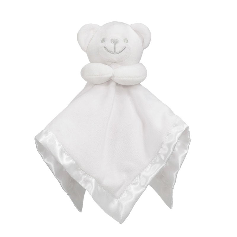 Embroidered White Bear with Heart Nose Baby Comforter
