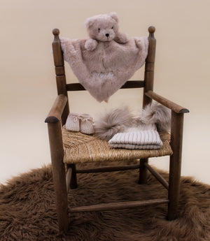 Personalised Furry Beige Bear Baby Soft Toy Comforter