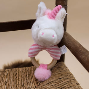 Soft Unicorn Wooden Ring Rattle
