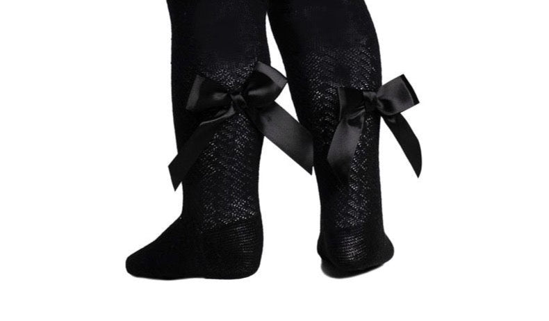 Black baby tights with bow