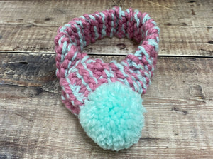 Hot Pink & Mint Green Knitted Scarf