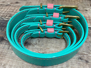 Turquoise Full Stitched Collar w/Pink Keep