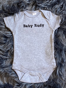 embroidered grey baby grow