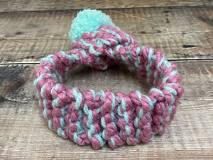 Hot Pink & Mint Green Knitted Scarf