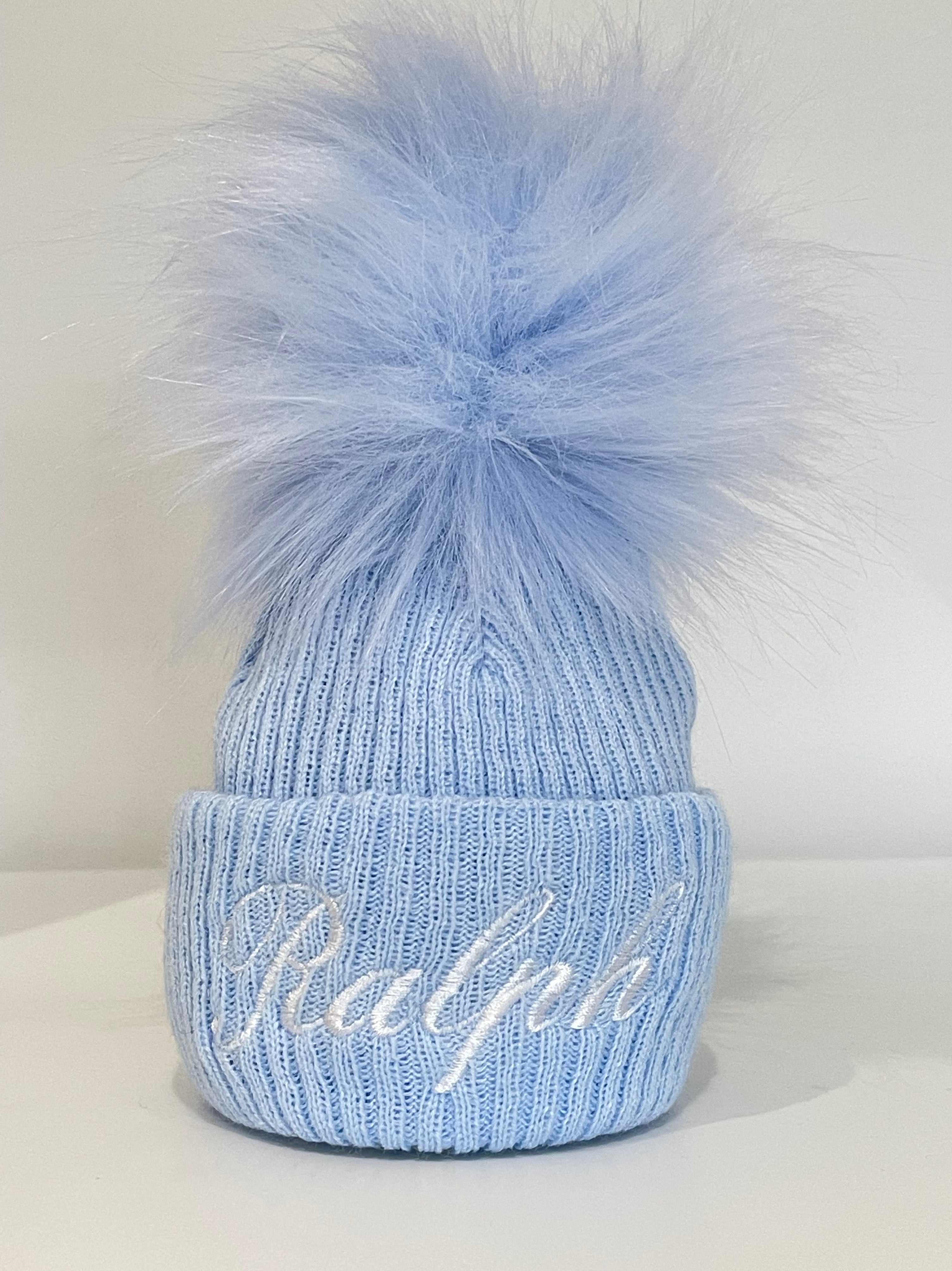 baby blue personalised newborn baby hat