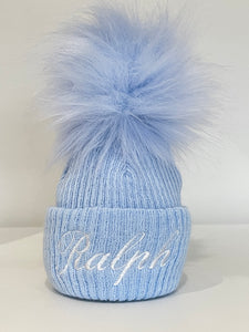 baby blue personalised newborn baby hat