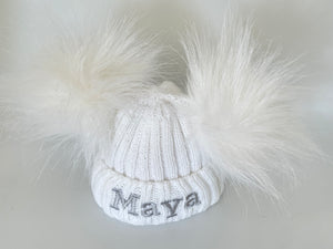 embroidered white baby hat