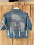 Personalised Embroidered Initial Baby/Toddler Denim Jacket with Pink Letter