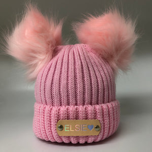 pink knitted baby hat