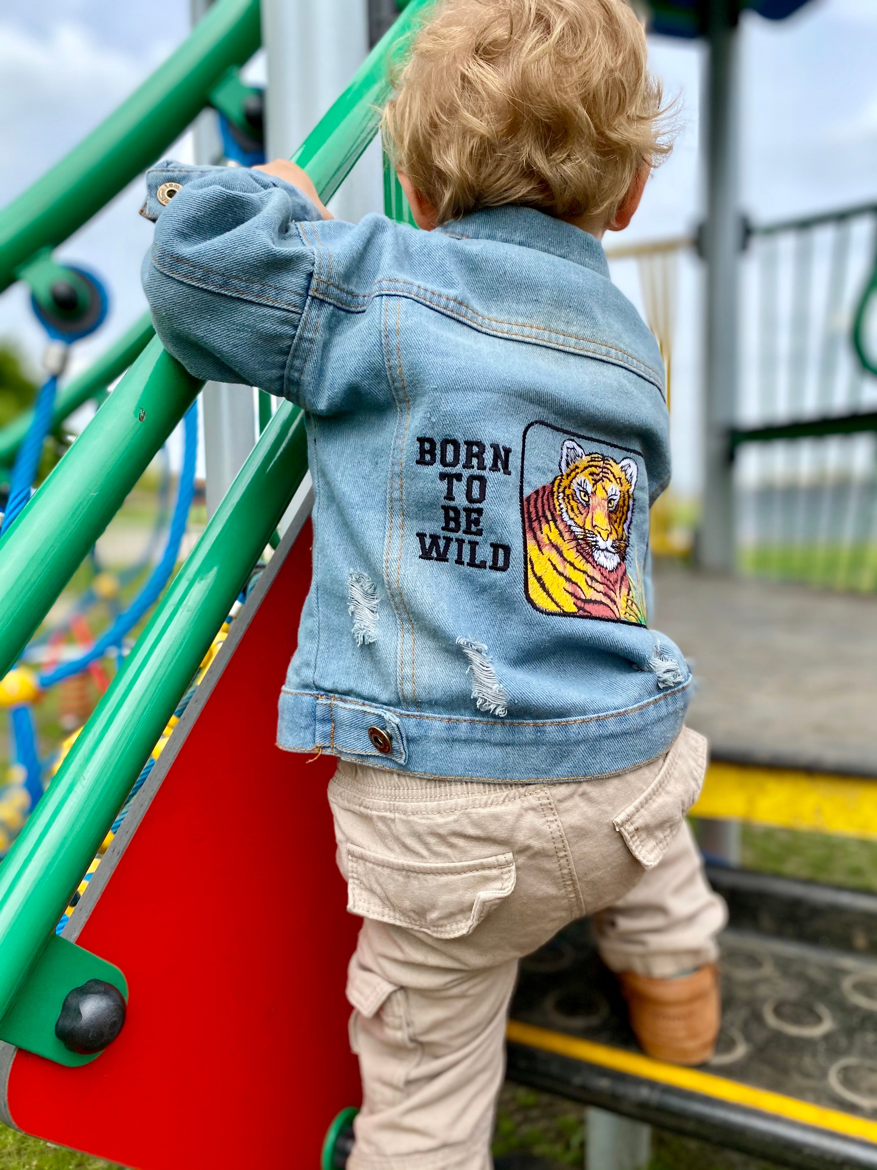 embroidered baby denim jacket