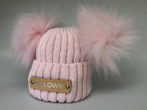 baby pink pom pom girls hat