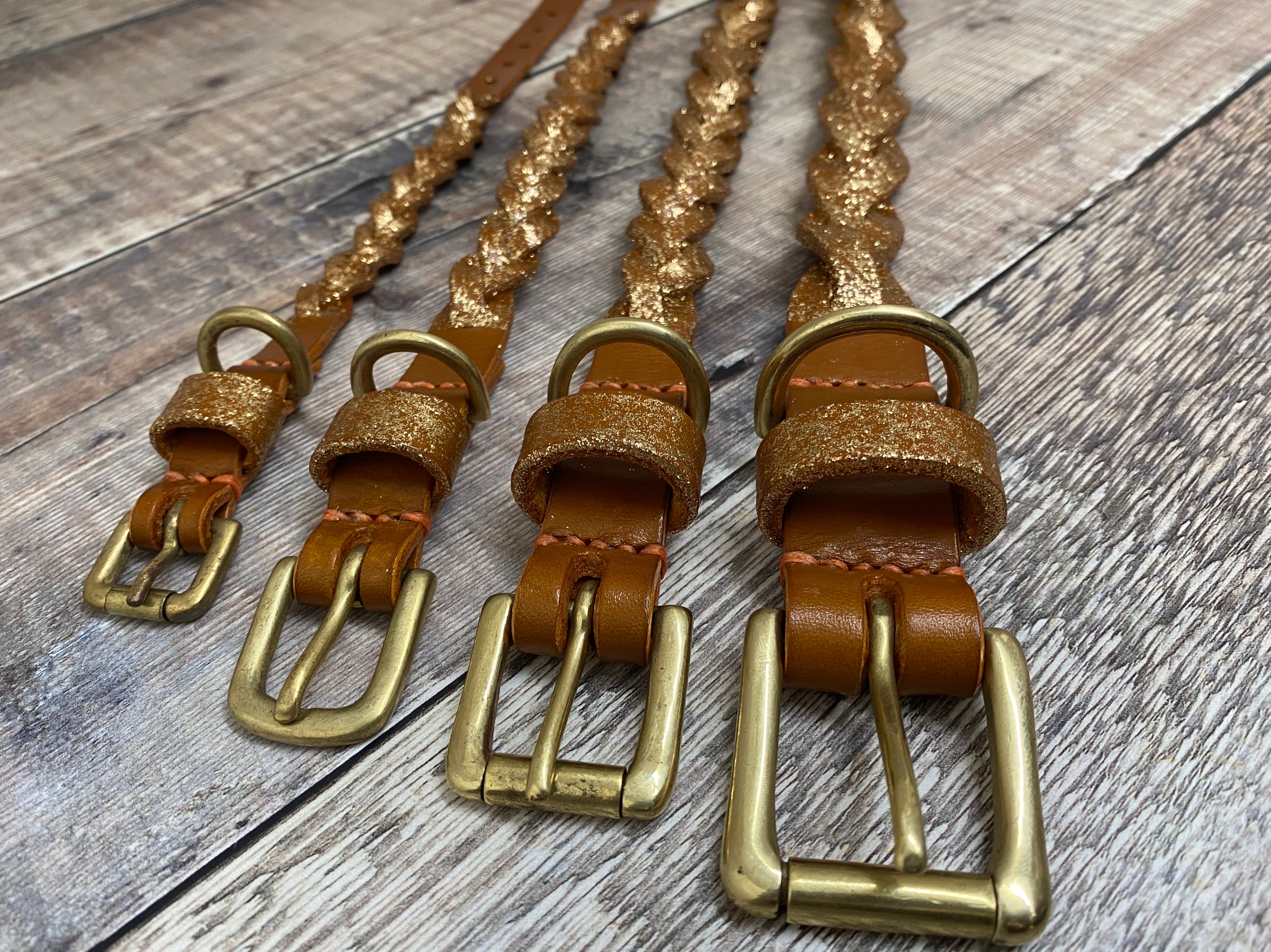 Toffee & Gold Glitter Plaited Collar