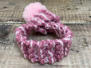 Pastel Pink & Hot Pink Knitted Scarf