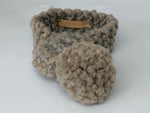 Grey & Fawn Knitted Pom Pom Dog Scarf