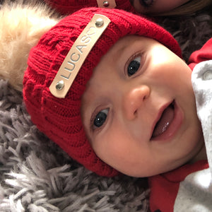 cute baby red knitted hat