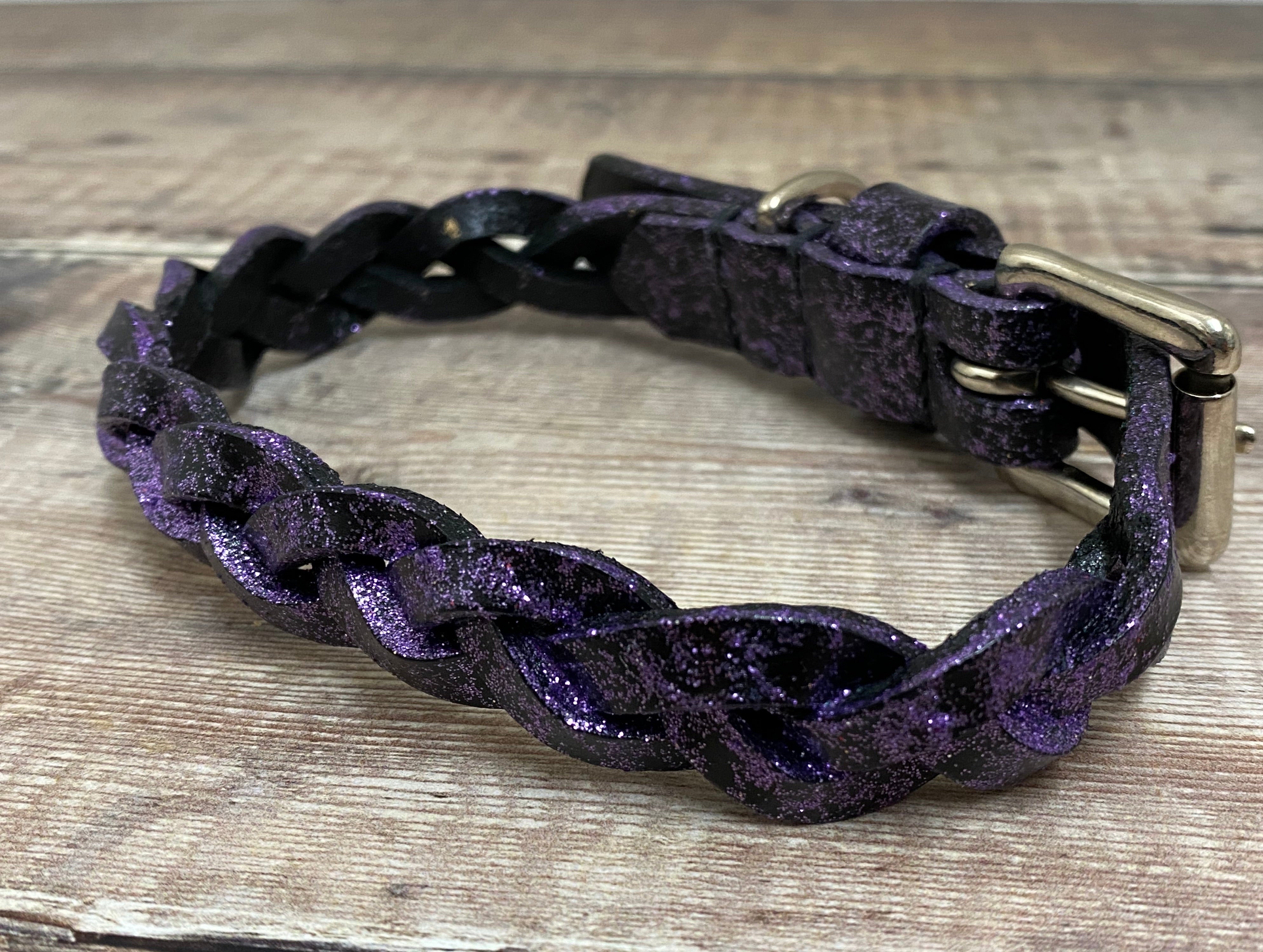 Black & Purple Glitter Plaited Collar