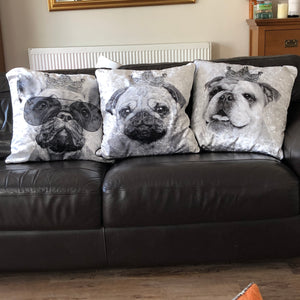 black and white dog cushions