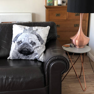 black and white pug cushion