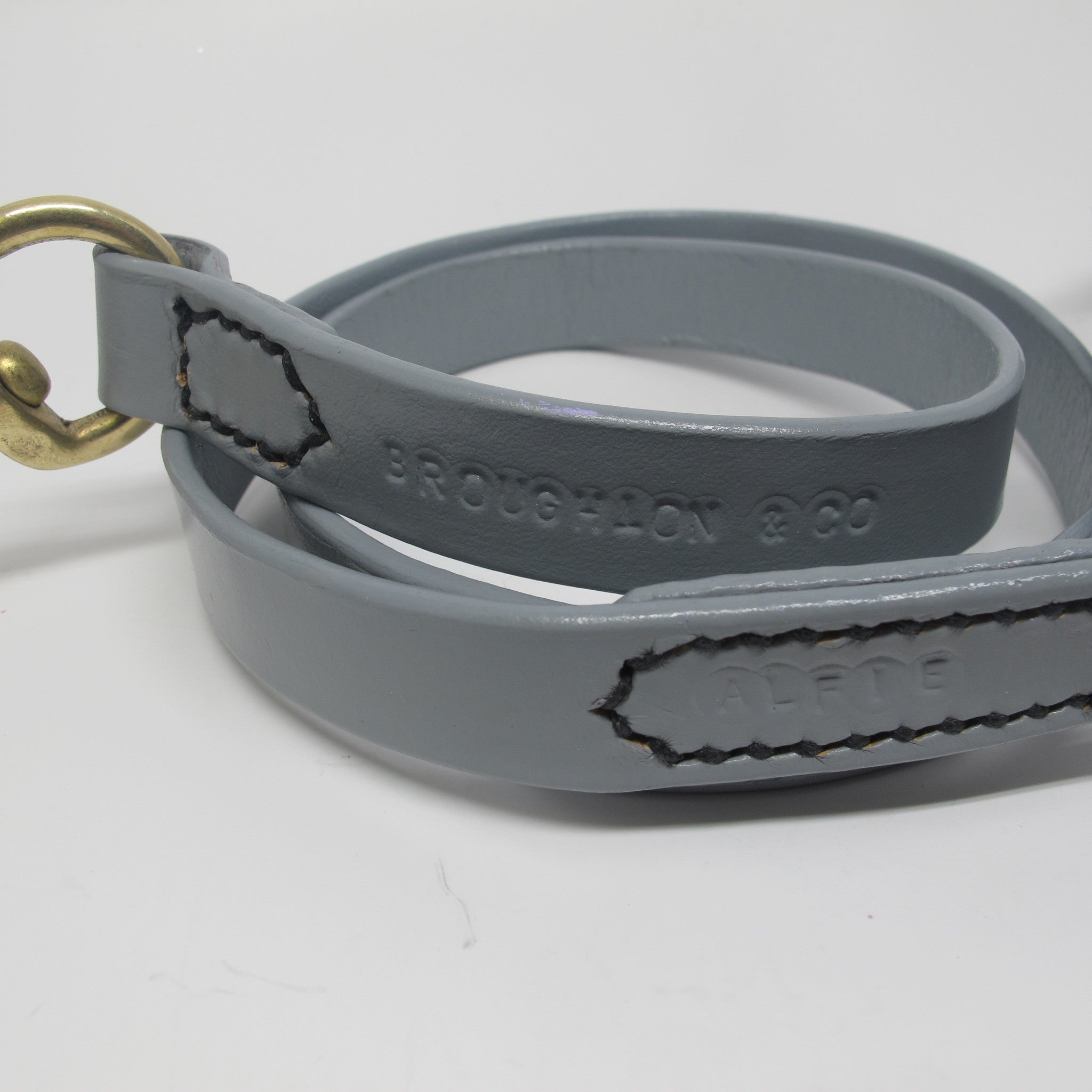 Personalised Pastel Grey Plaited Leather Dog Collar and Lead Set