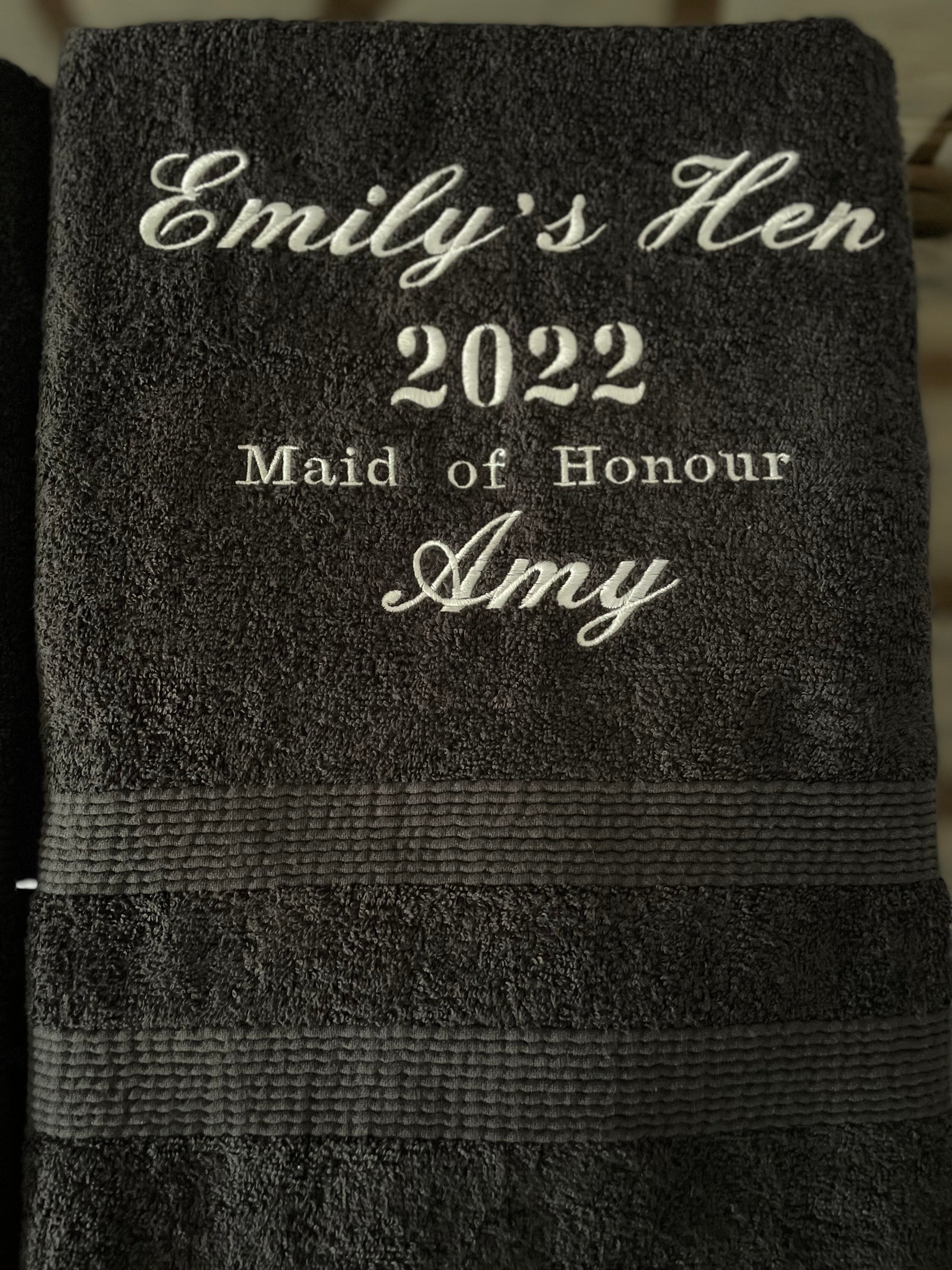 Black Embroidered & Personalised Royal Egyptian Collection Bath Towel - 500 GSM