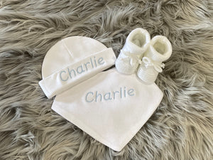 Personalised Embroidered White Newborn Baby Hat