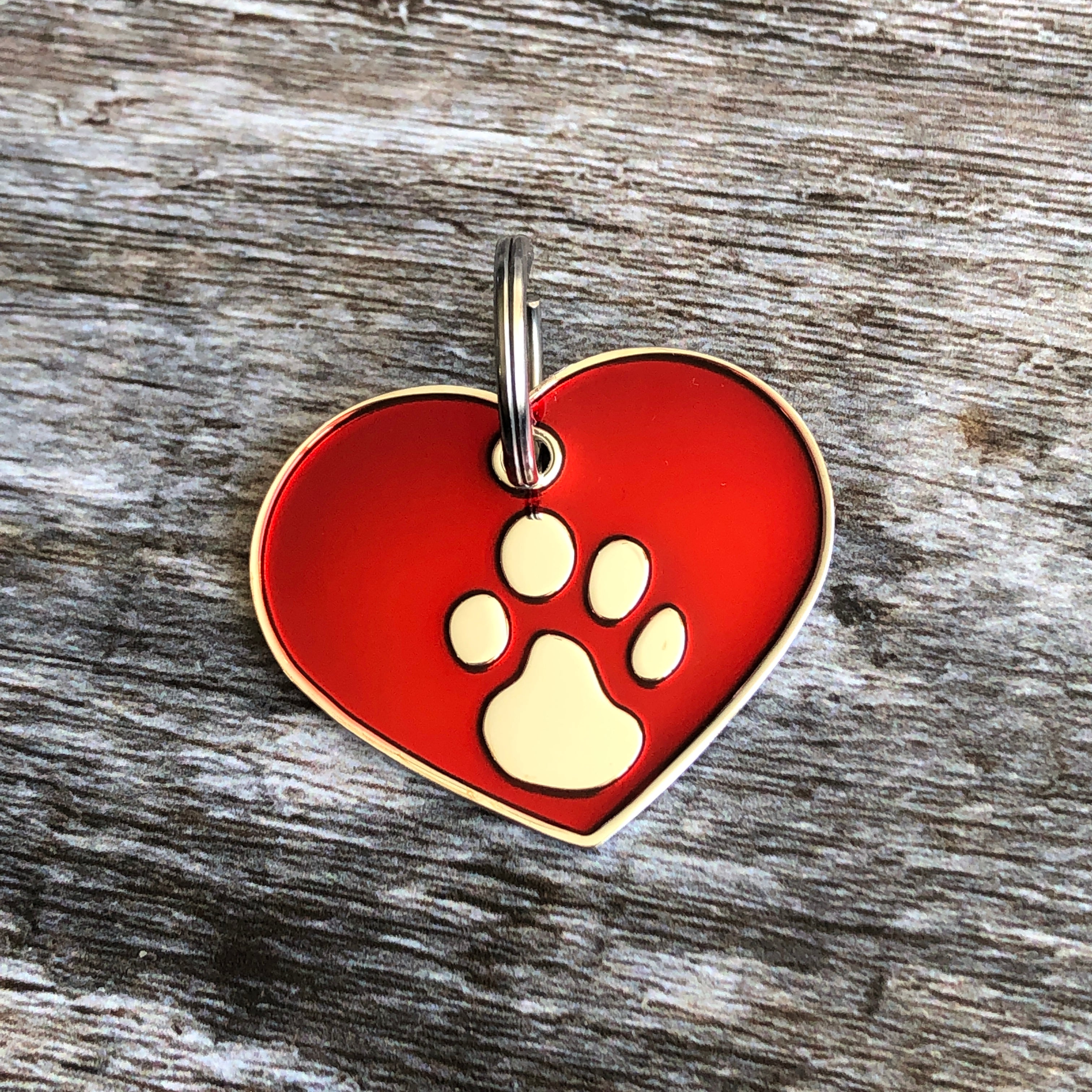 Red And Silver Heart Pet ID Tag