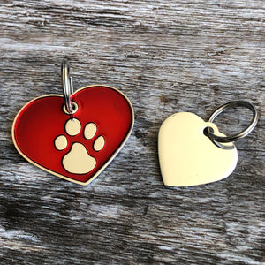 Red And Silver Heart Pet ID Tag