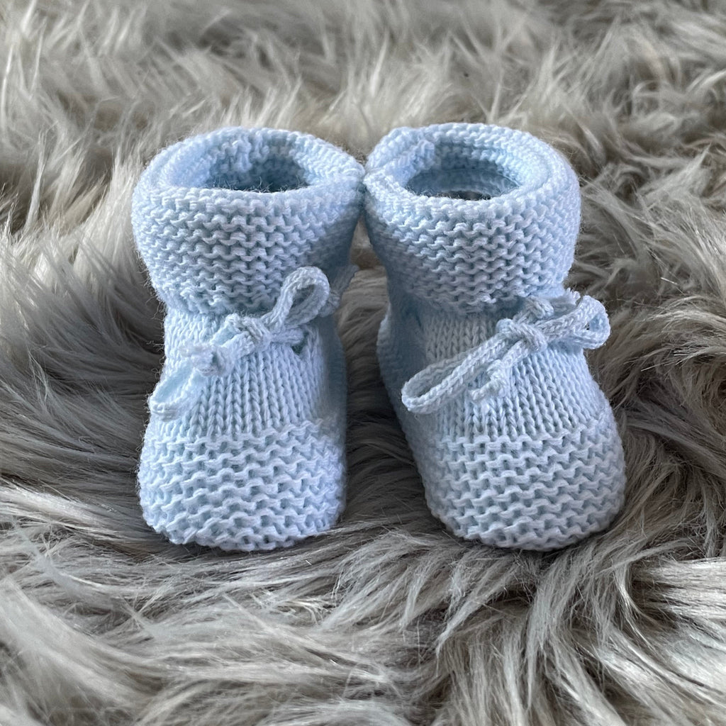 baby blue knitted newborn baby booties