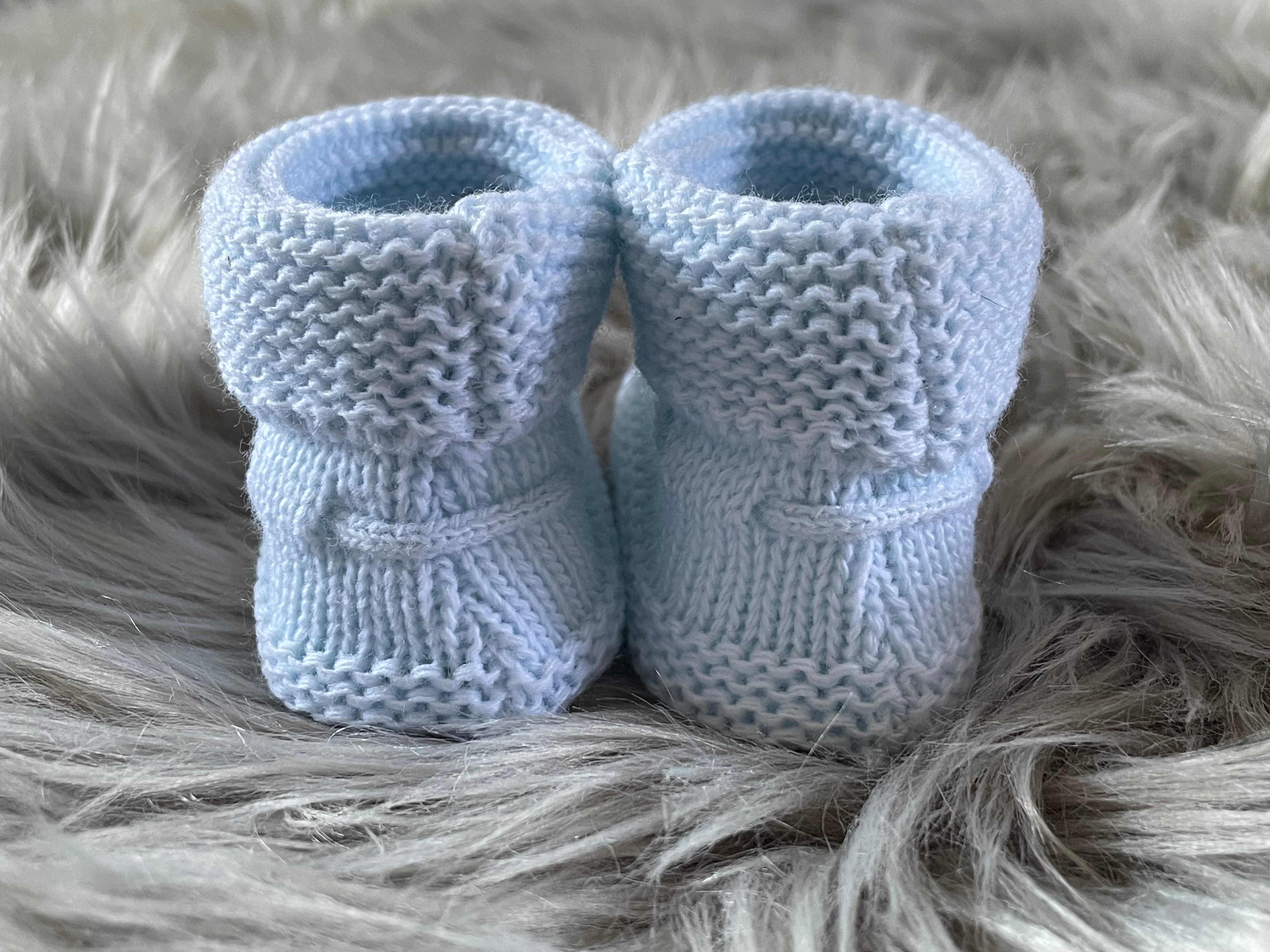 Baby Blue Knitted Tie Up Newborn Baby Booties