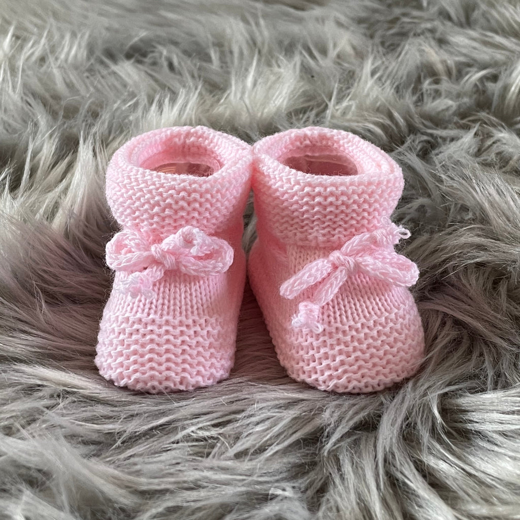 Baby Pink knitted newborn baby booties