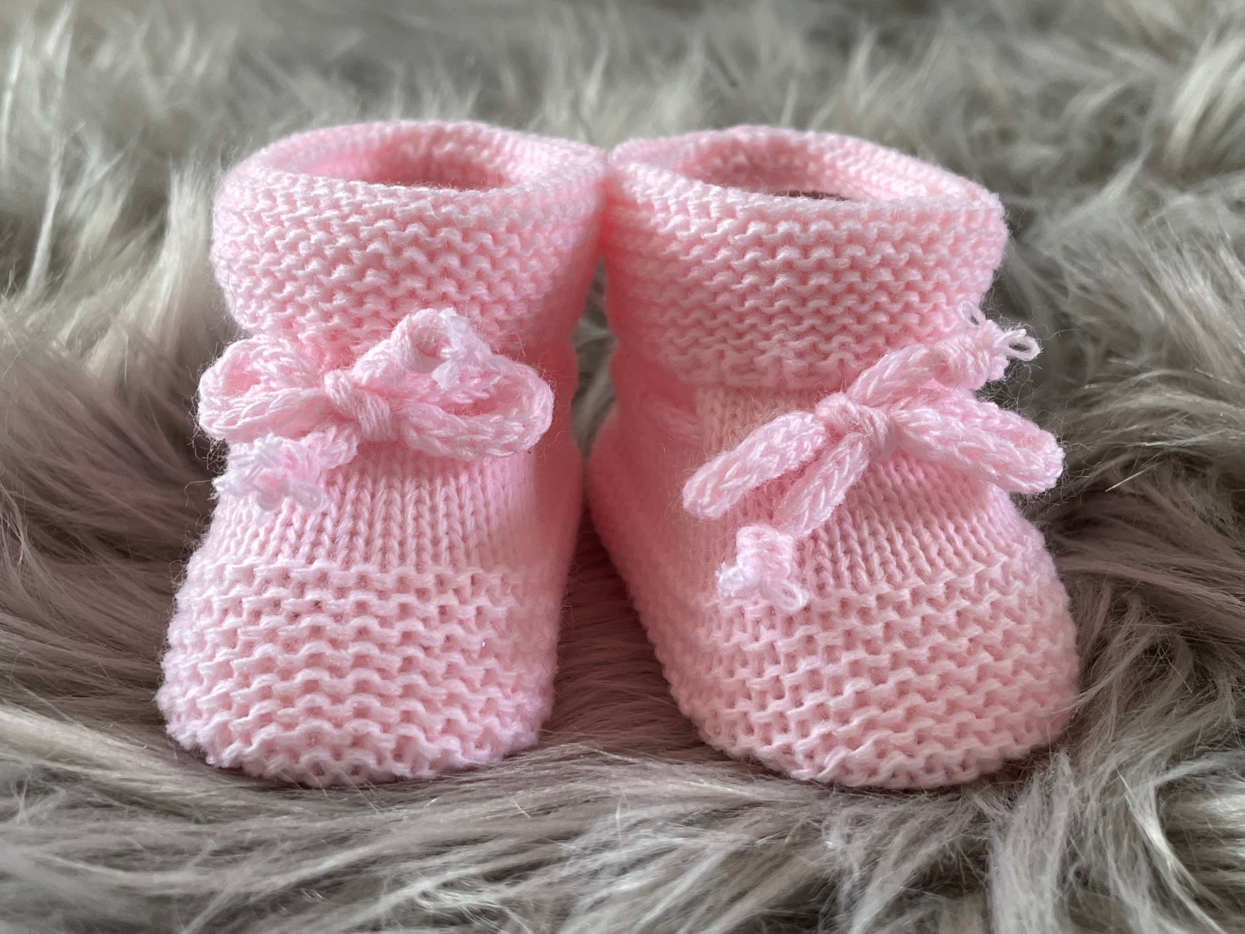 Baby Pink Knitted Tie Up Newborn Baby Booties