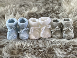 Baby Blue Knitted Tie Up Newborn Baby Booties