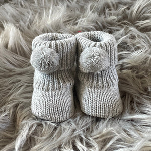 grey knitted baby booties