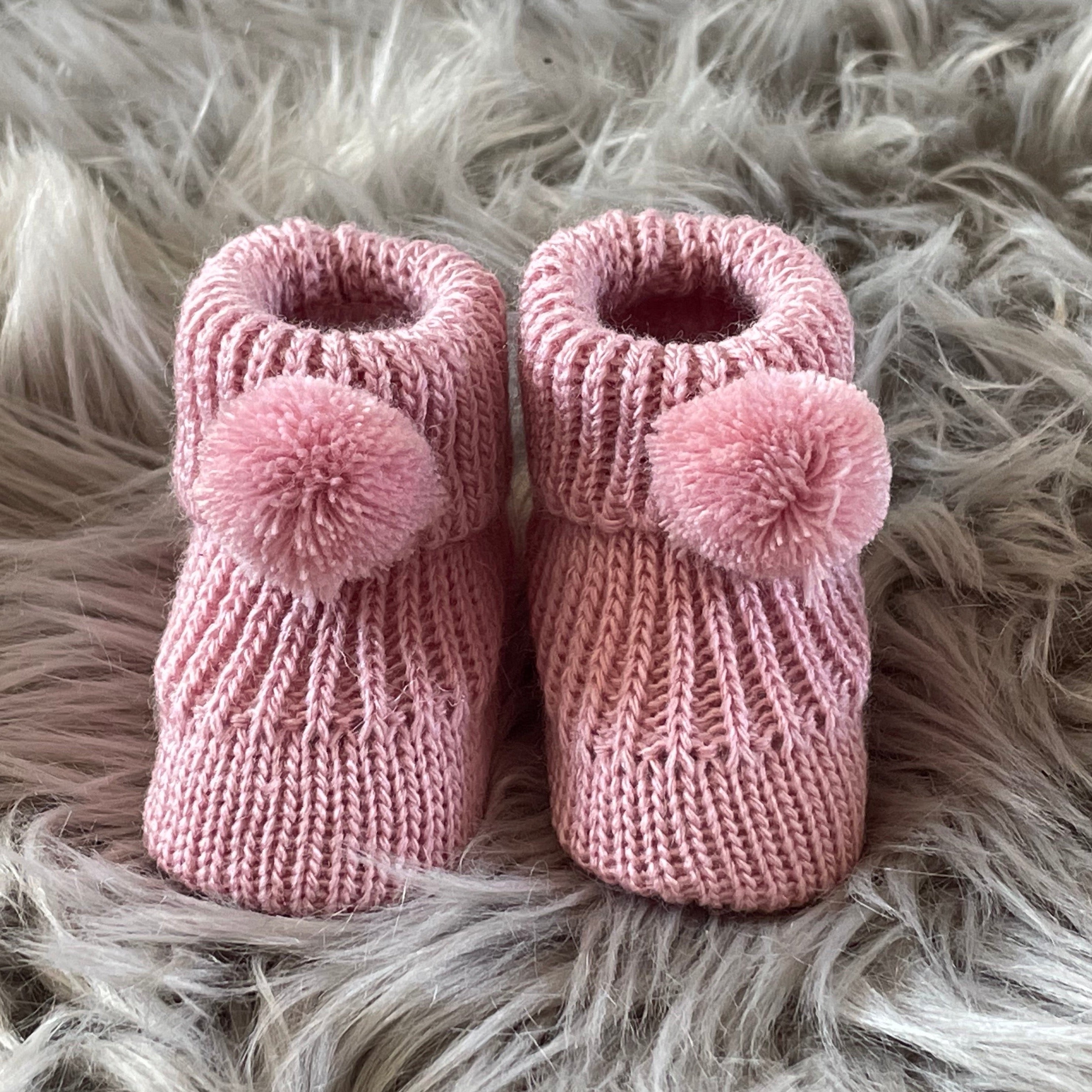 Dusty Pink knitted baby booties