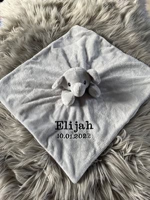 Embroidered Grey Baby Elephant Comforter