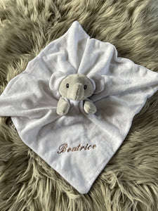Embroidered White Baby Elephant Comforter