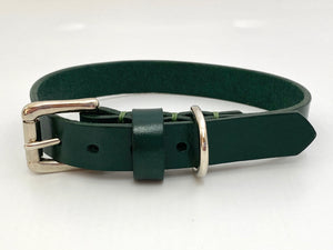 luxury green leather dog collar