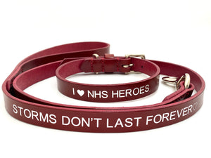 NHS leather dog collar and lead set