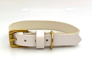 white leather dog collar