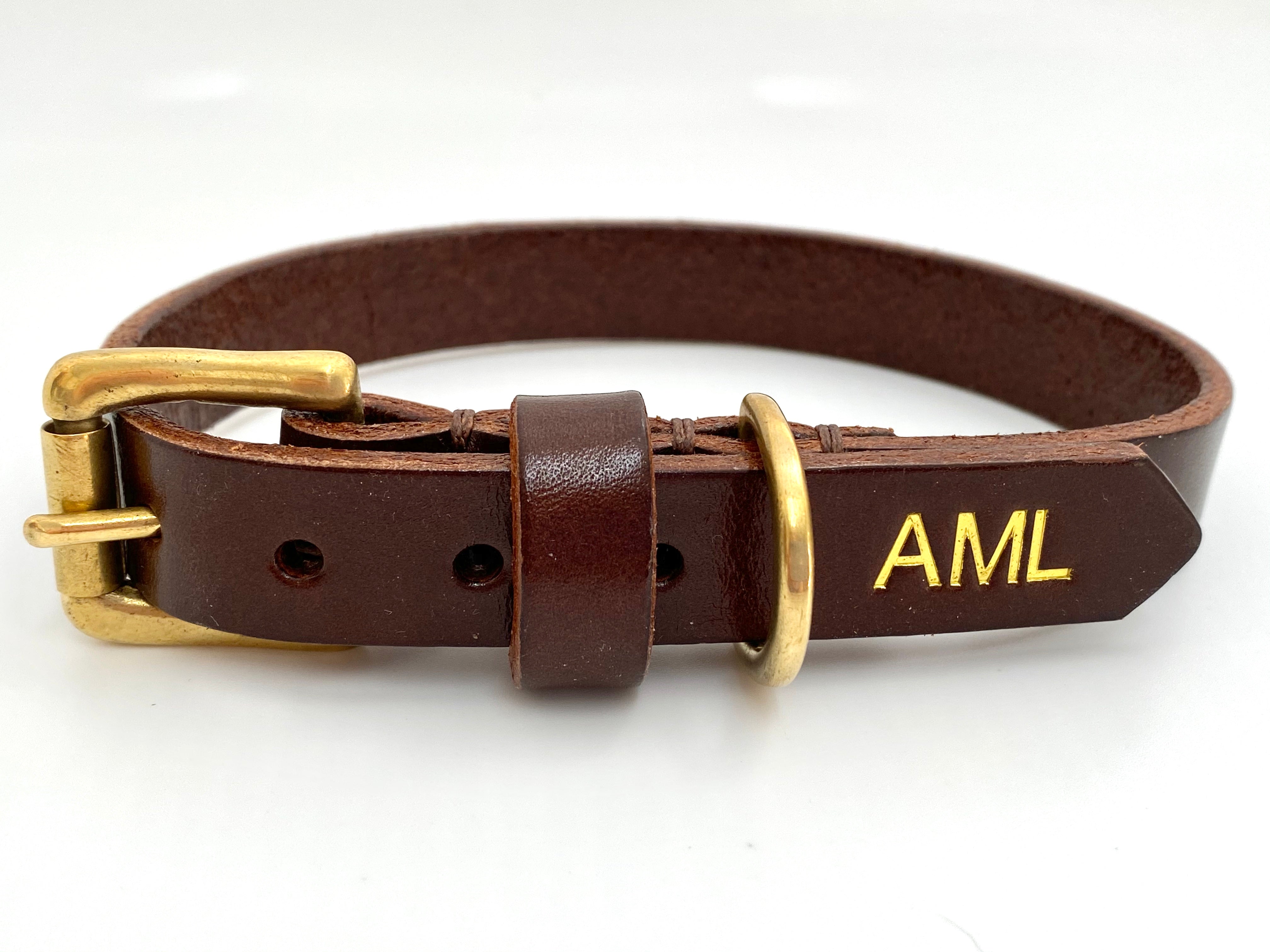 personalised brown dog collar