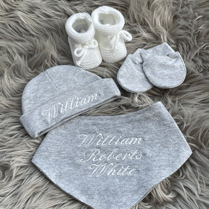 Personalised Embroidered Grey Newborn Baby Hat