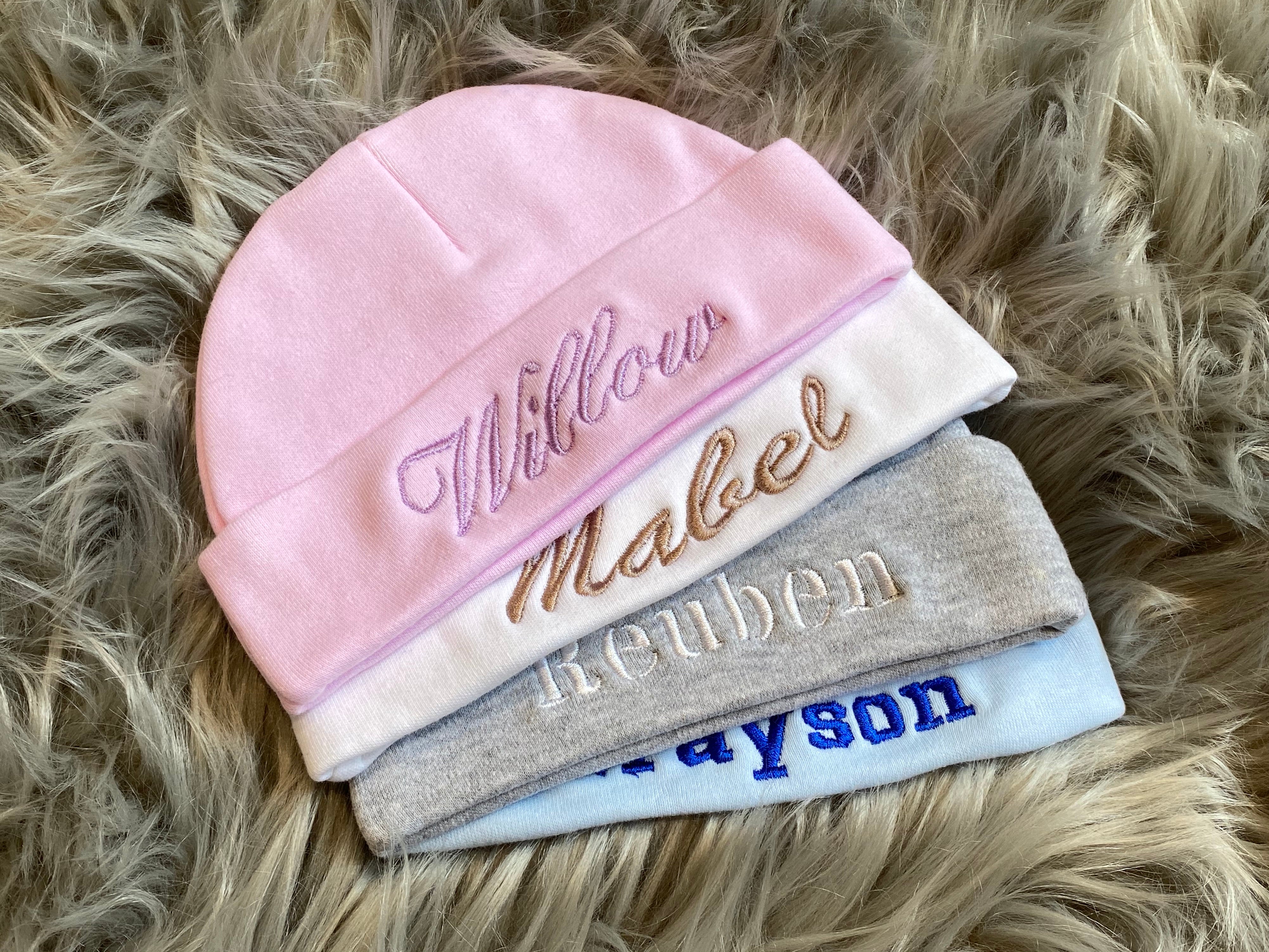 Personalised Pink Newborn Hat & Baby Booties Gift Set