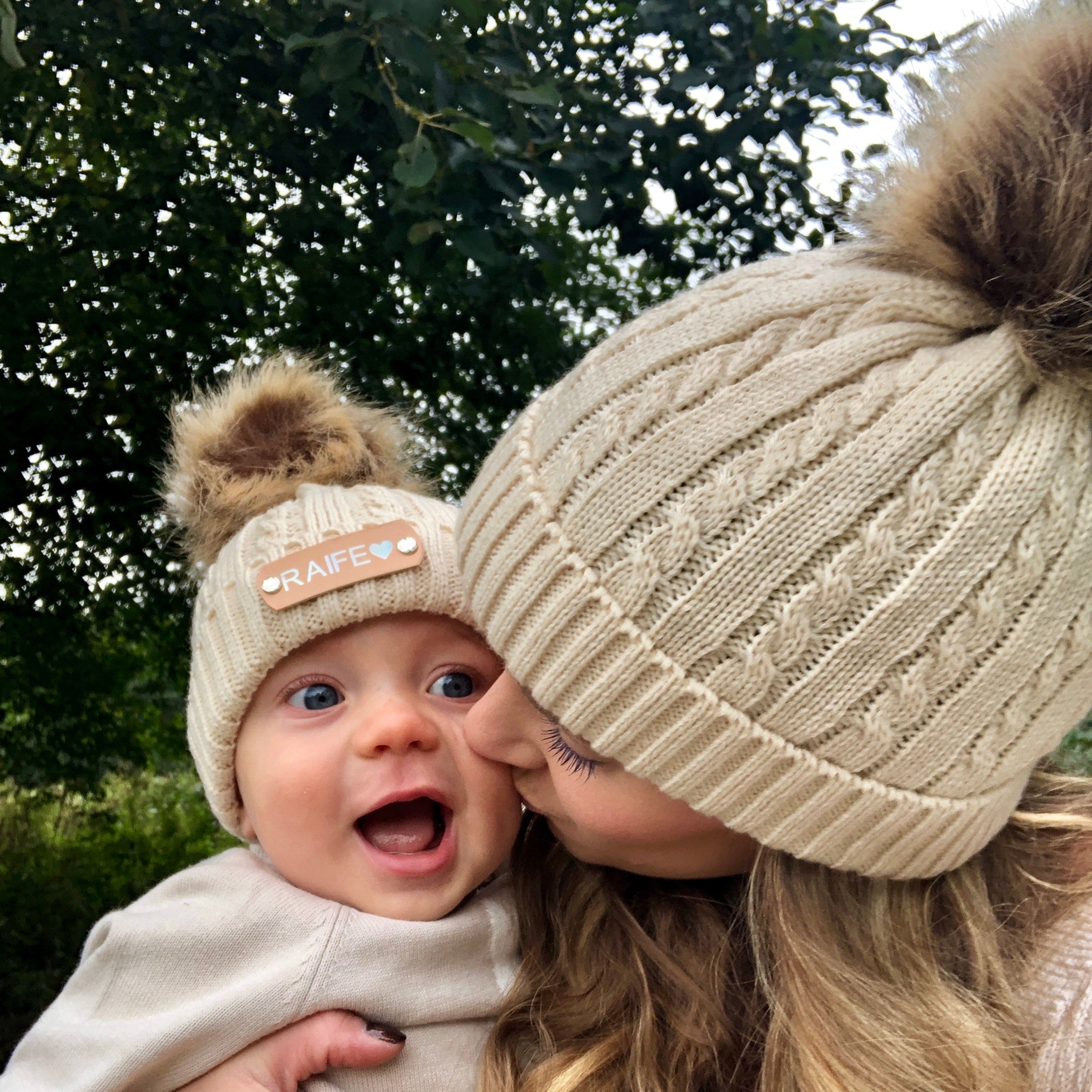 personalised mum and baby hats
