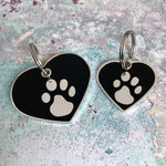 Black And Silver Heart Pet ID Tag