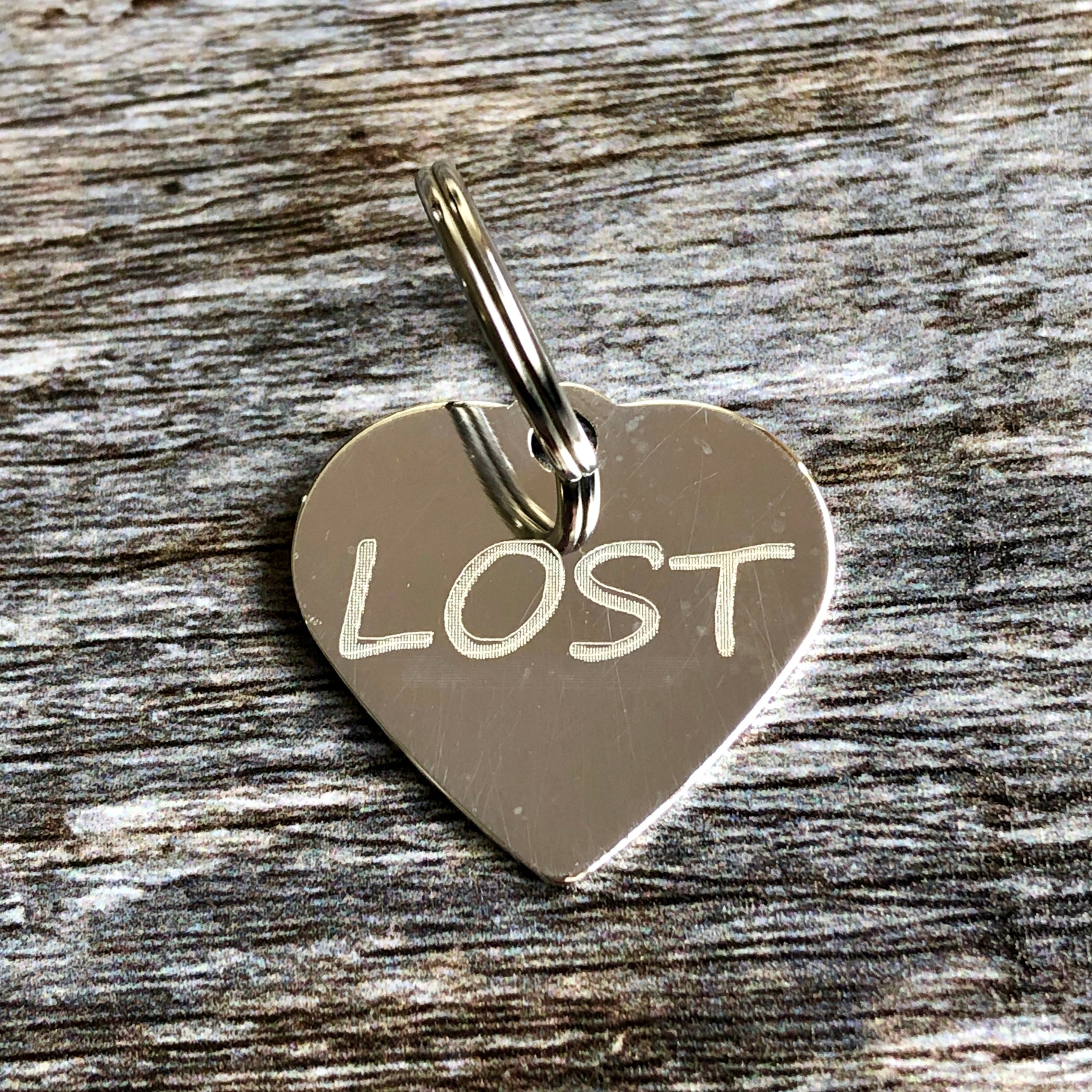 silver heart lost dog tag