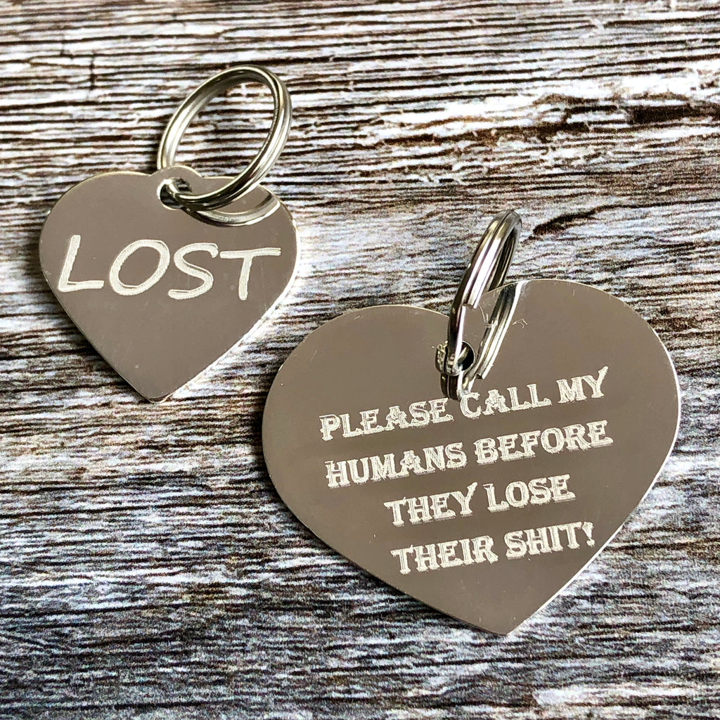 silver heart dog tags