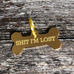 gold bone dog tag