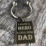 Silver rectangle hero dad keyring